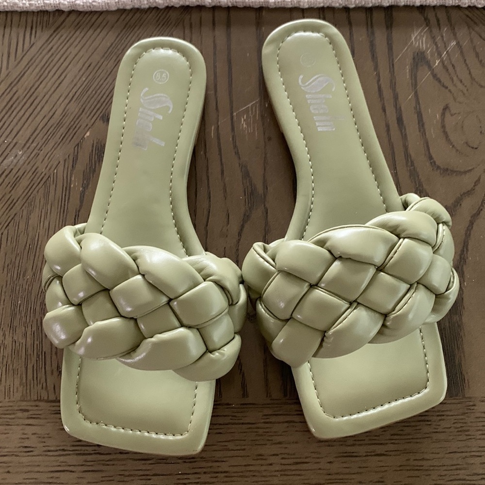 SHEIN flat sandals with puffer braid detail